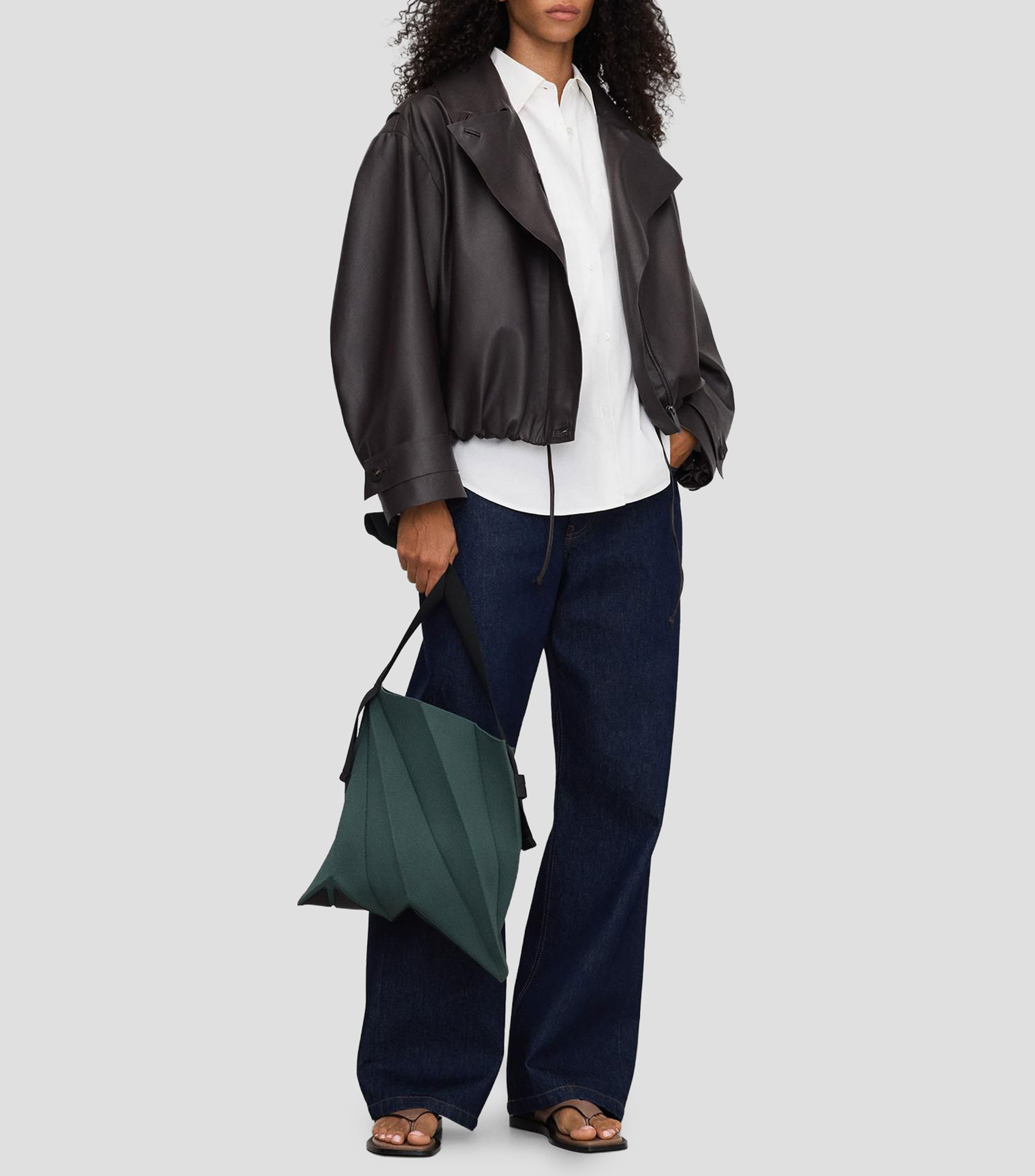 Bolsa hobo plisada lisa Mujer
